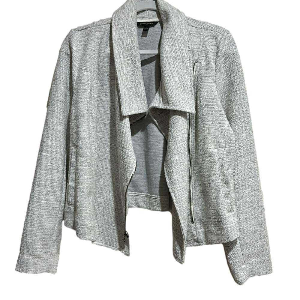 Banana Republic Tweed Moto Style LS Jacket Size Large - EUC